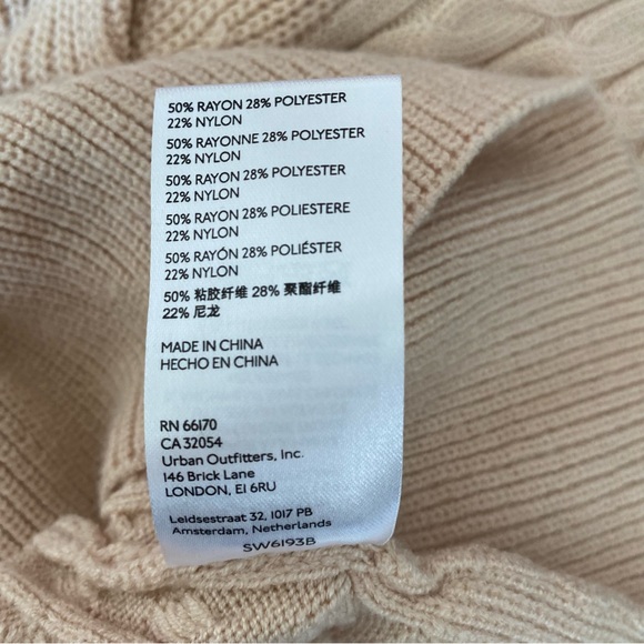 Flat White Anthropologie Tan Cable Ruffle Sweater Dress size XS - Picture 10 of 10